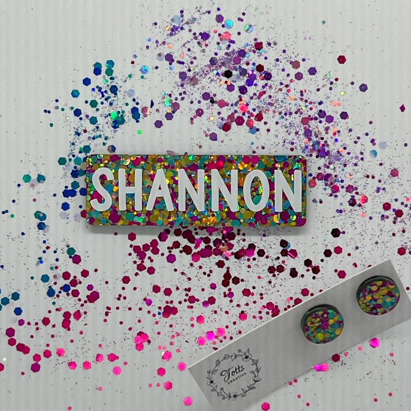 Rainbow Balloons Rectangle Name Badge