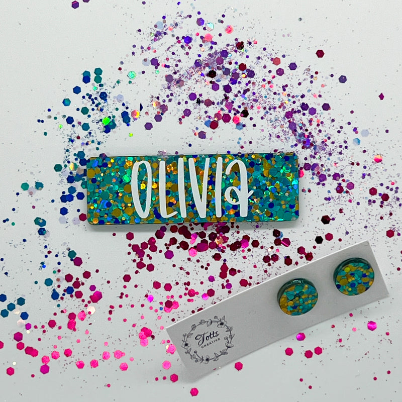 Ocean Bubbles Glitter Name Badge