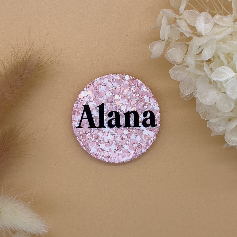 Baby Pink Flecks Name Badge