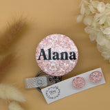 Baby Pink Flecks Name Badge Reel