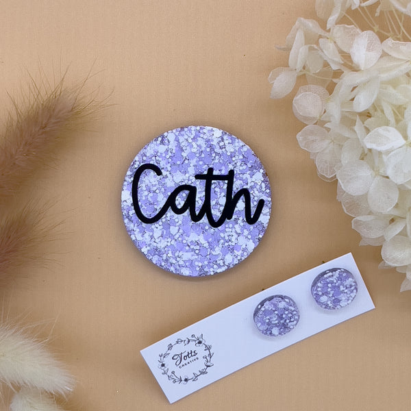 Lavender Flecks Name Badge