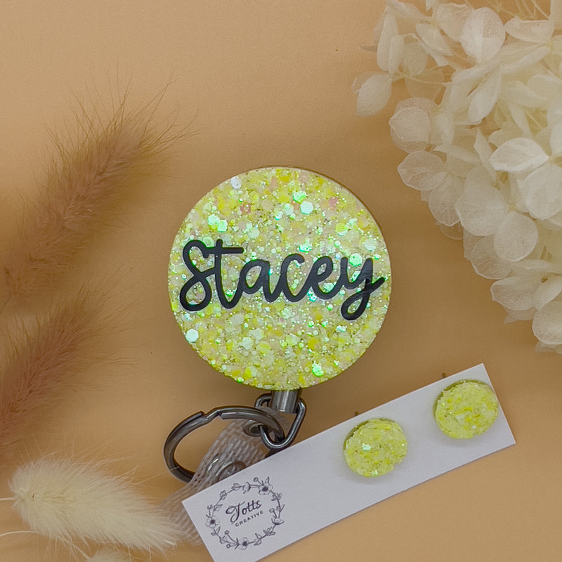 Lemon Yellow Name Badge Reel