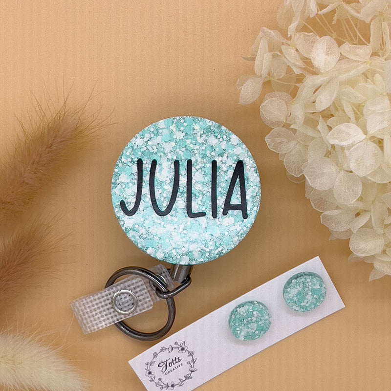 Mint Flecks Name Badge Reel